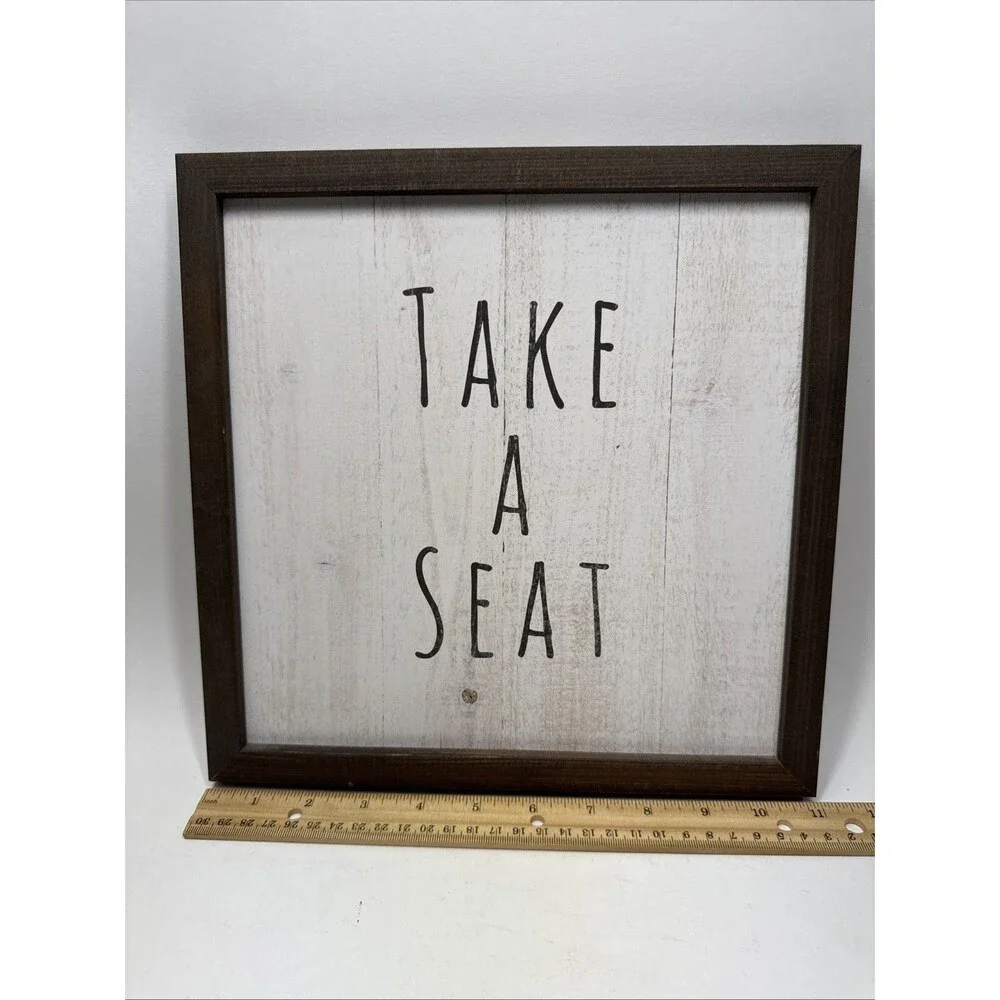 Take a Seat Bathroom Decor Wall Art Framed 11x11 inches